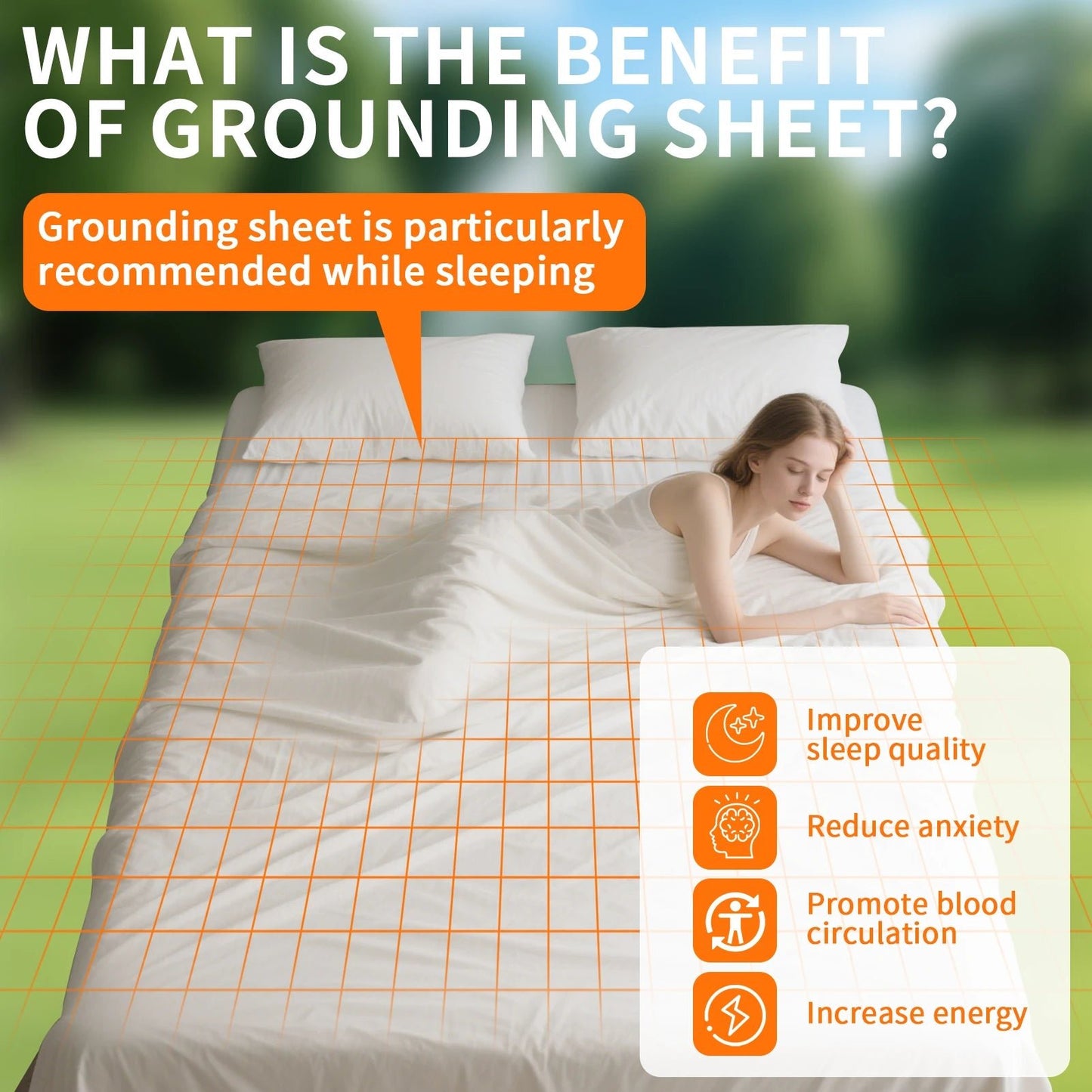 10% Silver Fiber Grounding Sheet Flat Bedsheet with Grounding Cord Organic Cotton Health Sheet Natural Wellness Release Stress - The Fluff Lab