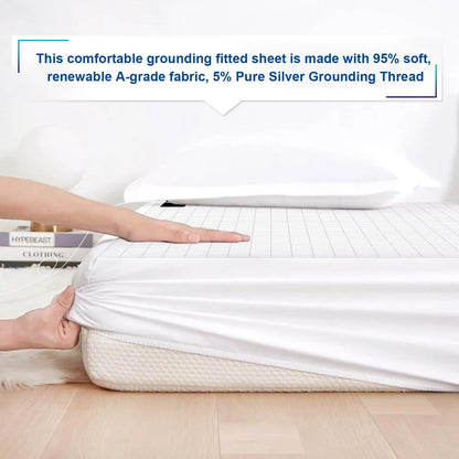 MAXSHARER Earthing fitted sheet Organic cotton with Conductive silver fiber Grounding bed sheet Fitted sheet for Nature Wellness - The Fluff Lab